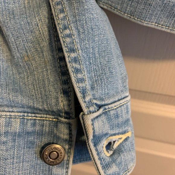 Halogen Size L Women's Faded Denim Jacket Long Sleeve Four Pocket Button Front - Picture 5 of 9
